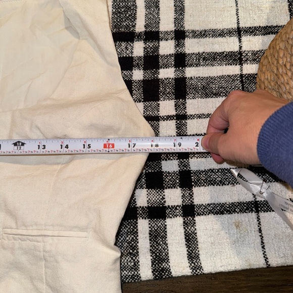 Lush Linen Blend Ivory Tuxedo Inspired Vest Mini Dress with Tie Back Size Large - Picture 6 of 6